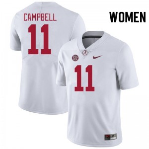 Exquisitely Embroidered Alabama Crimson Tide #11 Jihaad Campbell White Women Authentic Football Jersey - NCAA Licensed & Trusted 66530706