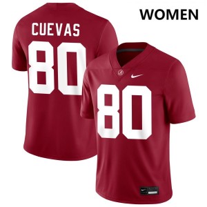 Josh Cuevas Bama #80 Crimson Women Football Embroidery Jersey - Authentic Player Edition 19494242