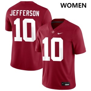 Justin Jefferson Bama #10 Crimson Women Football Embroidery Jersey - Authentic Player Edition 82929358