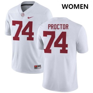 Original #74 Kadyn Proctor Crimson Tide White Women Stitched Football Jersey - NCAA Compliant & Fan-Approved 61285617