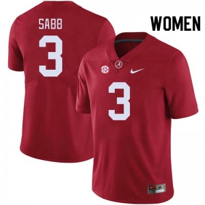 Keon Sabb Bama #3 Crimson Women Football Embroidery Jersey - Authentic Player Edition 44128166