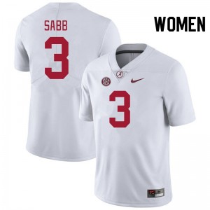 Alabama Keon Sabb Women White #3 NCAA Football Jersey - Game Day Ready Performance Fit 15353701