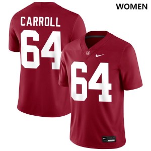 Exquisitely Embroidered Alabama Crimson Tide #64 Michael Carroll Crimson Women Authentic Football Jersey - NCAA Licensed & Trusted 28884846