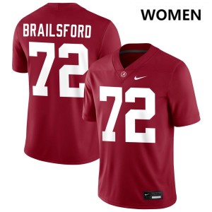 Exquisitely Embroidered Alabama Crimson Tide #72 Parker Brailsford Crimson Women Authentic Football Jersey - NCAA Licensed & Trusted 79079393