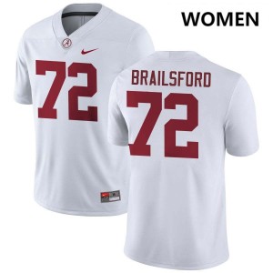 Alabama Parker Brailsford Women White #72 NCAA Football Jersey - Game Day Ready Performance Fit 11919126