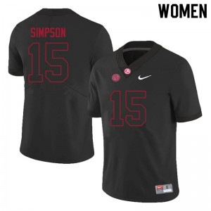Exquisitely Embroidered Alabama Crimson Tide #15 Ty Simpson Black Women Authentic Football Jersey - NCAA Licensed & Trusted 61710516