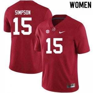 Original #15 Ty Simpson Crimson Tide Crimson Women Stitched Football Jersey - NCAA Compliant & Fan-Approved 28486324