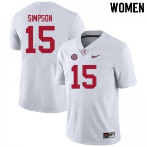 Ty Simpson Bama #15 White Women Football Embroidery Jersey - Authentic Player Edition 95046372