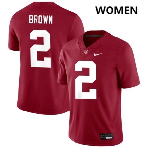Zabien Brown Bama #2 Crimson Women Football Embroidery Jersey - Authentic Player Edition 87049793