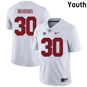 Original #30 Derek Meadows Crimson Tide White Youth Stitched Football Jersey - NCAA Compliant & Fan-Approved 67943425