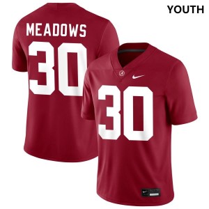 Derek Meadows Bama #30 Crimson Youth Football Embroidery Jersey - Authentic Player Edition 75605399
