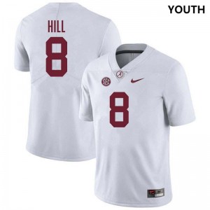 Alabama Justin Hill Youth White #8 NCAA Football Jersey - Game Day Ready Performance Fit 22656771
