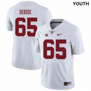 Original #65 Micah DeBose Crimson Tide White Youth Stitched Football Jersey - NCAA Compliant & Fan-Approved 27212415