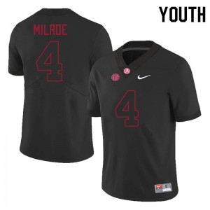 Alabama Jalen Milroe Youth Black #4 NCAA Football Jersey - Game Day Ready Performance Fit 93829190