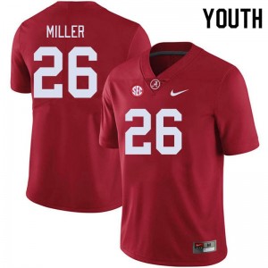 Alabama Jam Miller Youth Crimson #26 NCAA Football Jersey - Game Day Ready Performance Fit 38892808