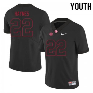 Justice Haynes Bama #22 Black Youth Football Embroidery Jersey - Authentic Player Edition 36601105
