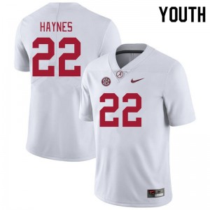 Exquisitely Embroidered Alabama Crimson Tide #22 Justice Haynes White Youth Authentic Football Jersey - NCAA Licensed & Trusted 21175748
