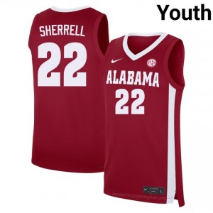 Aiden Sherrell Alabama Crimson Tide #22 Crimson Youth Basketball Embroidery Jersey - Authentic Player Edition 93640747