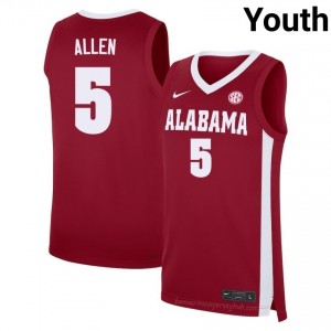 Exquisitely Embroidered Bama #5 Amari Allen Crimson Youth Authentic Basketball Jersey - NCAA Licensed & Trusted 34469346