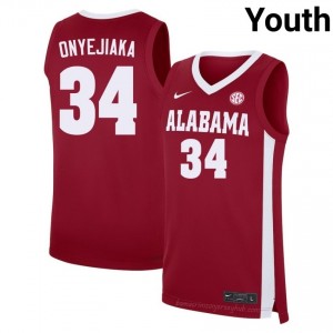 Collins Onyejiaka Alabama Crimson Tide #34 Crimson Youth Basketball Embroidery Jersey - Authentic Player Edition 99159000