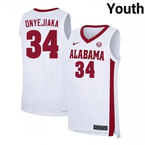 Original #34 Collins Onyejiaka Alabama White Youth Stitched Basketball Jersey - NCAA Compliant & Fan-Approved 78007102