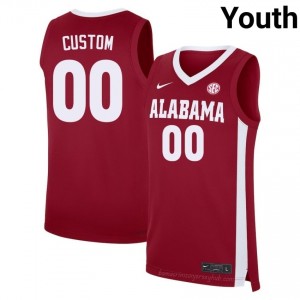 Exquisitely Embroidered Bama #00 Custom Crimson Youth Authentic Basketball Jersey - NCAA Licensed & Trusted 85524249