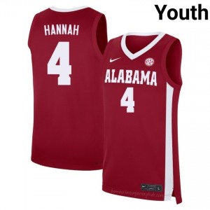 Exquisitely Embroidered Bama #4 Davion Hannah Crimson Youth Authentic Basketball Jersey - NCAA Licensed & Trusted 99284044
