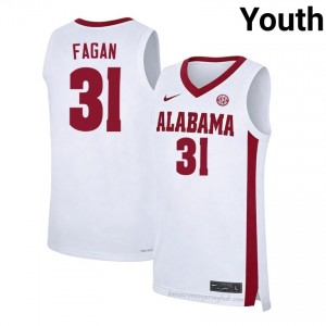 Original #31 Jack Fagan Alabama White Youth Stitched Basketball Jersey - NCAA Compliant & Fan-Approved 43728065