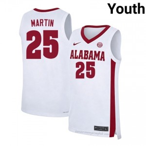 Original #25 Jacob Martin Alabama White Youth Stitched Basketball Jersey - NCAA Compliant & Fan-Approved 51819737