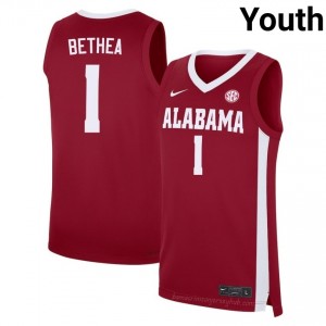 Exquisitely Embroidered Bama #1 Jalil Bethea Crimson Youth Authentic Basketball Jersey - NCAA Licensed & Trusted 85938717