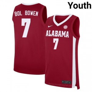 Taylor Bol Bowen Alabama Crimson Tide #7 Crimson Youth Basketball Embroidery Jersey - Authentic Player Edition 91417133