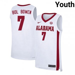 Original #7 Taylor Bol Bowen Alabama White Youth Stitched Basketball Jersey - NCAA Compliant & Fan-Approved 13663899