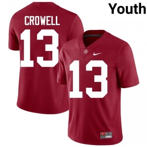 Exquisitely Embroidered Alabama Crimson Tide #13 Ezavier Crowell Crimson Youth Authentic Football Jersey - NCAA Licensed & Trusted 62408635