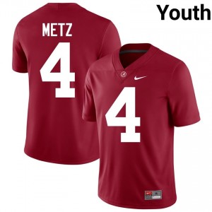 Exquisitely Embroidered Alabama Crimson Tide #4 Luke Metz Crimson Youth Authentic Football Jersey - NCAA Licensed & Trusted 93973661
