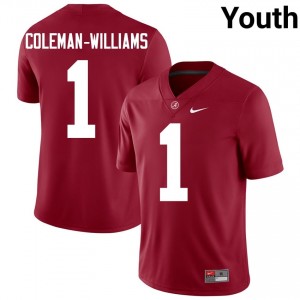 Ryan Coleman-Williams Bama #1 Crimson Youth Football Embroidery Jersey - Authentic Player Edition 44989190