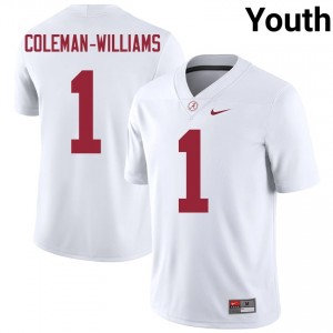 Original #1 Ryan Coleman-Williams Crimson Tide White Youth Stitched Football Jersey - NCAA Compliant & Fan-Approved 72010943