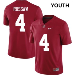 Qua Russaw Bama #4 Crimson Youth Football Embroidery Jersey - Authentic Player Edition 95327027