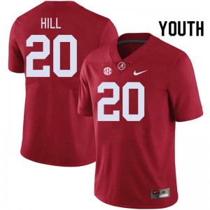 Daniel Hill Bama #20 Crimson Youth Football Embroidery Jersey - Authentic Player Edition 15408973