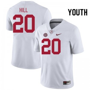 Alabama Daniel Hill Youth White #20 NCAA Football Jersey - Game Day Ready Performance Fit 13812297