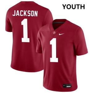 Exquisitely Embroidered Alabama Crimson Tide #1 Domani Jackson Crimson Youth Authentic Football Jersey - NCAA Licensed & Trusted 50588889