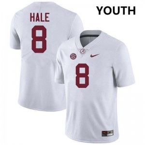 Alabama Jalen Hale Youth White #8 NCAA Football Jersey - Game Day Ready Performance Fit 81618915