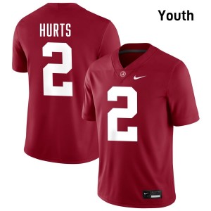 Jalen Hurts Alabama Crimson Tide #2 Crimson Youth Football Embroidery Jersey - Authentic Player Edition 98590012