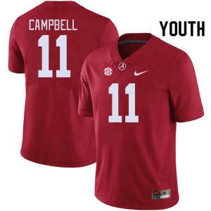 Jihaad Campbell Bama #11 Crimson Youth Football Embroidery Jersey - Authentic Player Edition 61349828