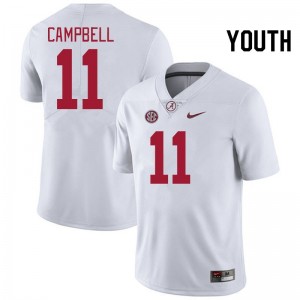 Alabama Jihaad Campbell Youth White #11 NCAA Football Jersey - Game Day Ready Performance Fit 87938255
