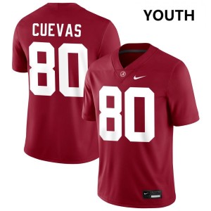 Exquisitely Embroidered Alabama Crimson Tide #80 Josh Cuevas Crimson Youth Authentic Football Jersey - NCAA Licensed & Trusted 77597400
