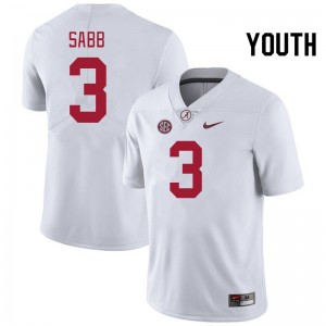 Keon Sabb Bama #3 White Youth Football Embroidery Jersey - Authentic Player Edition 27568563