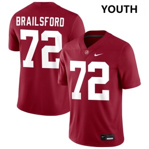 Parker Brailsford Bama #72 Crimson Youth Football Embroidery Jersey - Authentic Player Edition 47685647
