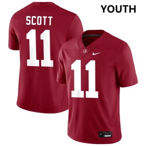 Rico Scott Bama #11 Crimson Youth Football Embroidery Jersey - Authentic Player Edition 28847553