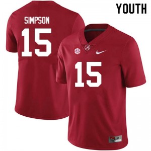 Exquisitely Embroidered Alabama Crimson Tide #15 Ty Simpson Crimson Youth Authentic Football Jersey - NCAA Licensed & Trusted 47754823