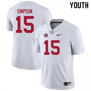 Original #15 Ty Simpson Crimson Tide White Youth Stitched Football Jersey - NCAA Compliant & Fan-Approved 19104404